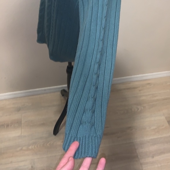 Baxter Wells Green Cable Knit Crewneck Sweater - Picture 5 of 7